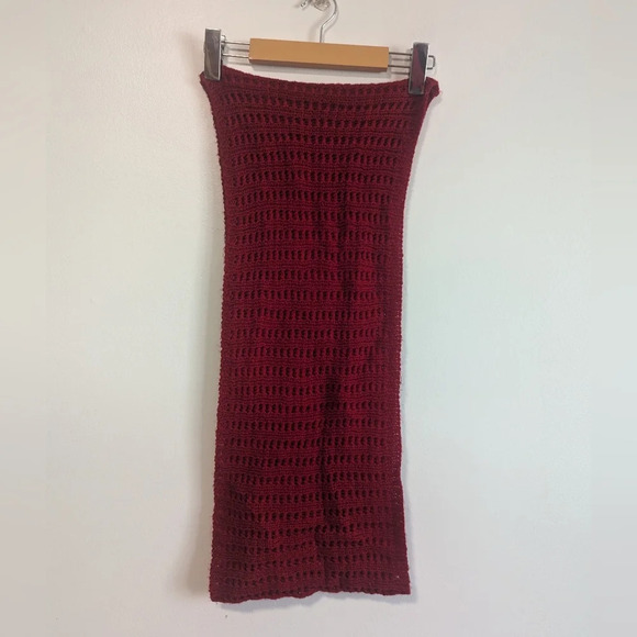 Burgundy Knit Circle Infinity  Scarf - Picture 4 of 4